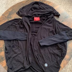 Pure Barre black long-sleeved cardigan hoodie Sz M